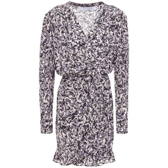 NWT IRO Brasey Abstract Print Mini Dress in Purple Floral Petals size 2 - Picture 9 of 12